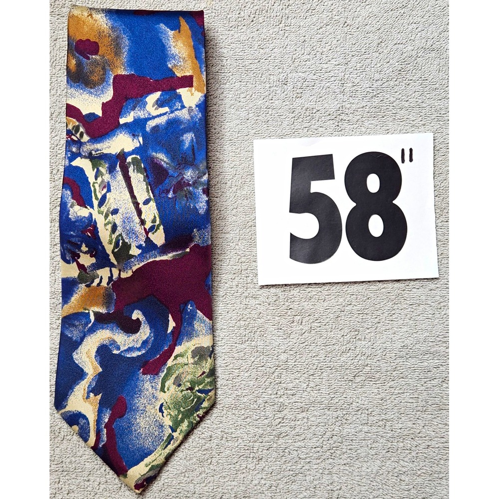 Hill & Archer 100% Silk Men's Tie Blue Purple Abstract Woven Logo - 58"